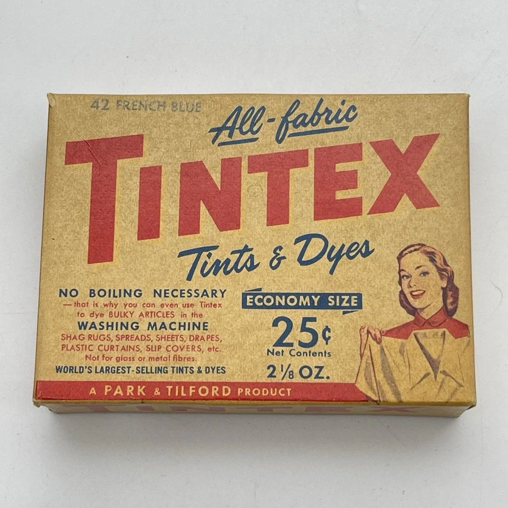 Vintage 1940s Tintex All Fabric Dye 42 French Blue Economy Size NOS Unopened